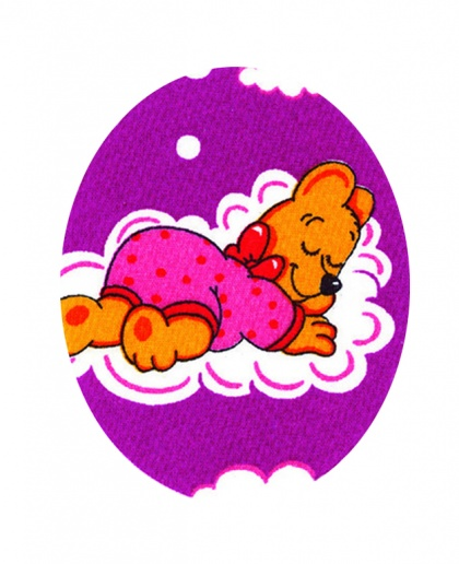 Nažehľovacie záplaty oválky s potlačou - medvedík v ružovom pyžamku na ružovom podklade